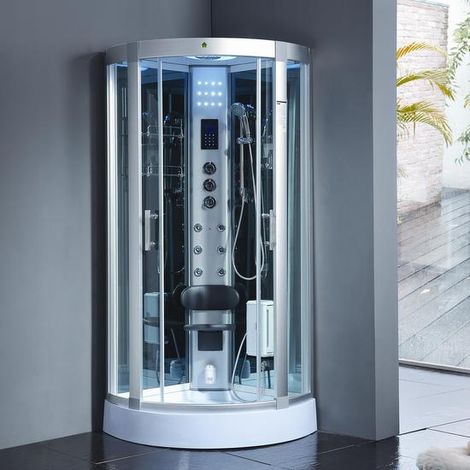 Bagno Italia Cabina idromassaggio box doccia 6 getti cm 80x80 semicircolare con bluetooth cromoterapia miscelatore (1/4)
