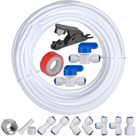 Kit de conduite d'eau pour réfrigérateur de 10 m (32,8 pi), diamètre extérieur de 6,35 mm (1/4 po), pour système d'osmose inverse avec machine à glaçons. (1/5)
