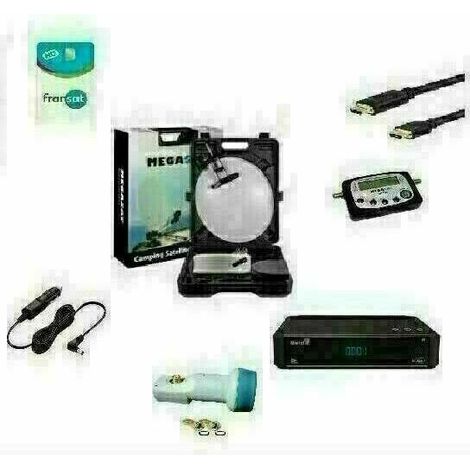KIT CAMPING CAR Parabole 35 CM + Recepteur MEOSAT FRANSAT + KIT SATFINDER + KIT COAXIAL HD ME