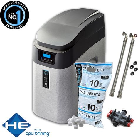 Monarch Midi HE FreeFlow Water Softener Ultimate Series - 22mm Hoses + 10kg Salt (1/5)
