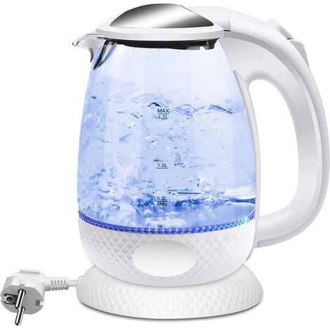 2200W Bouilloire électrique en cristal 1.7L En Avec Illumination LED丨Filtre à eau inclus丨sans BPA丨Fonction de Maintien au Chaud(Blanc) (1/5)