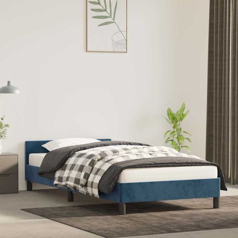 Letto Singolo con Testiera Moderno ,Giroletto Blu Scuro 80x200 cm in Velluto ITD41247 (1/5)