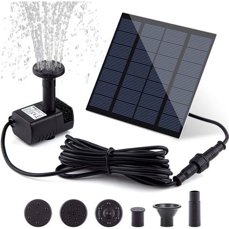 Kit de bomba solar para fuente, Panel solar independiente, Bomba de agua mejorada de 1,8 W, Con cable de 3 m y 4 boquillas, Sin batería (1/5)