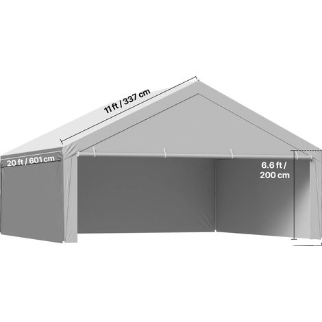 Auvent de Carport, Couverture Durable Résistante aux UV, Installation Facile, 20x20ft Gris (1/2)