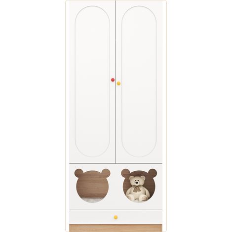 CAIziArmoire enfant avec penderie et panier pour chat, blanche, 80×50×200 cm (1/5)