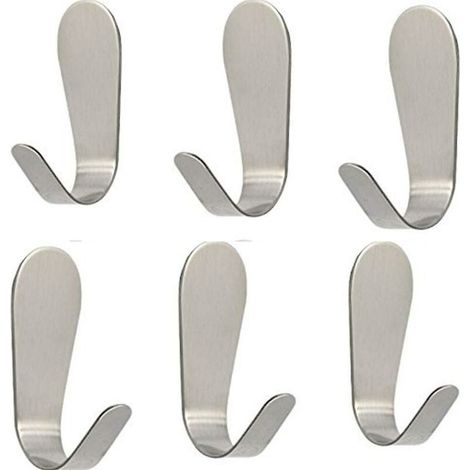 SHINING HOUSE Ganchos para baño autoadhesivos, ganchos de pared de acero inoxidable 304, 6 piezas (1/5)