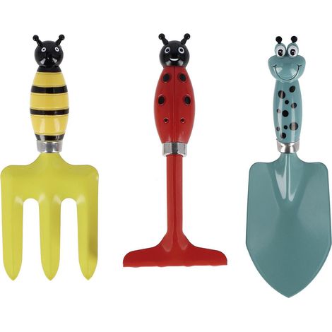 Esschert Design Gartenwerkzeug für Kinder Spaten Harke & Gabel - 3 er Set