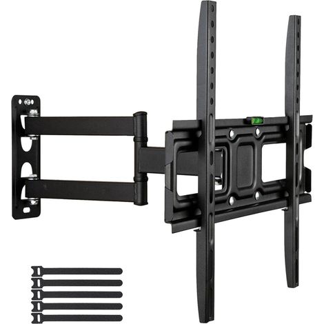 Support mural TV 32-65 pouces noir inclinaison -10/+10°, VESA 400x400 charge 35 kg niveau bulle (1/5)