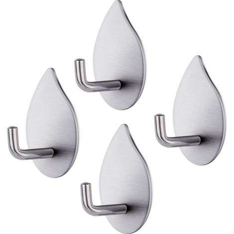 Beijiyi – Crochet adhésif autocollant 4 pièces – Acier inoxydable 304 – Installation sans perçage – Capacité 3kg – Pour salle de bain et cuisine
