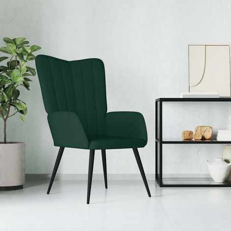 vidaXL Sillón de relax de terciopelo verde oscuro (1/5)