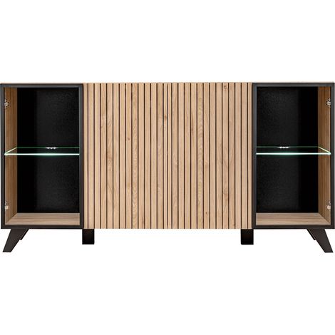 Sideboard, Kastanienholzoptik mit schwarz, LATERZA-164 (1/5)