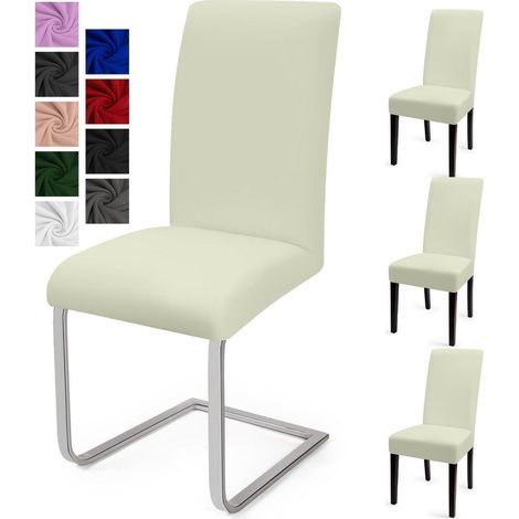 Stuhlhussen 4er Set, Stretch Stuhlbezüge für Esszimmer, Hotel, Hochzeit, Elfenbein (1/5)