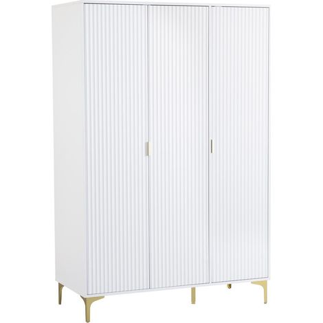 Miami 3 Door Wardrobe - L55 x W181.5 x H120 cm - White/Gold