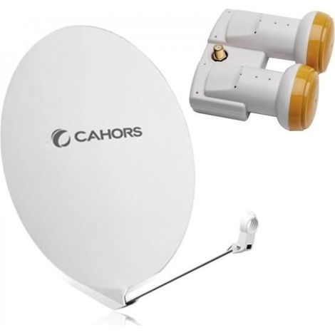 CAHORS PARABOLE SATELLITE FIBRE COMPOSITE BLANCHE SMC 80CM + LNB MONOBLOC SINGLE GOLDEN MEDIA 0,1DB