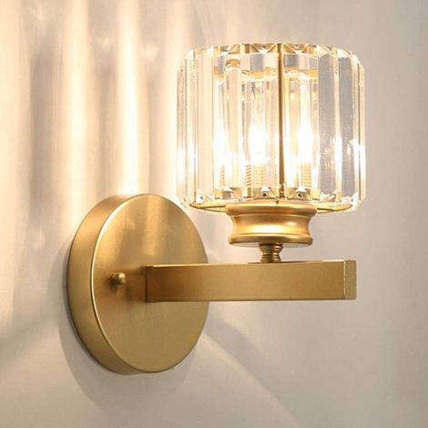 Applique murale en cristal, lampe de chevet décorative, éclairage d'intérieur, abat-jour en verre, ampoule non incluse (doré). (1/5)
