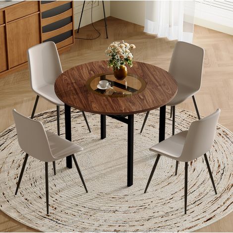 tavolo pranzo 100 cm con 4 sedie ripiano vetro HAVRYA (1/5)