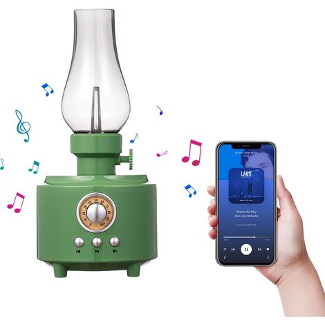 Retro-Vintage-Tischlampe mit wiederaufladbarem Bluetooth-Lautsprecher und flammenlosem LED-Nachtlicht (25 cm) (1/5)