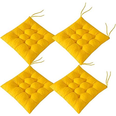 Set mit 4 weichen Stuhlkissen mit Bändern, für Esszimmer, Garten, Terrasse oder Küche (40 x 40 cm)