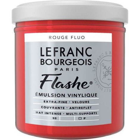 Peinture vinylique - Flashe - Rouge fluo - 409 - Lefranc Bourgeois - 125ml