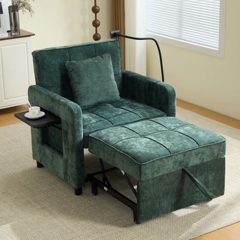 poltrona seduta 167x79 convertibile con tasche verde HAVRYA (1/5)
