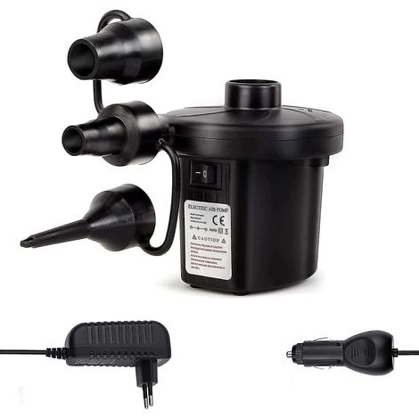Electric Pump With 3 Nozzles, Inflate And Deflate 2 In 1 Pump With Home And Car Dual Function For Inflatable Mattress And Camping And Inflatable Cushi (1/4)