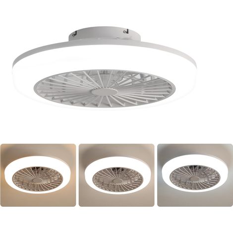 Ventilateur de plafond plat de 46 cm (18 pouces) avec lumière et télécommande – design moderne sans pales pour chambre, cuisine et salle à manger