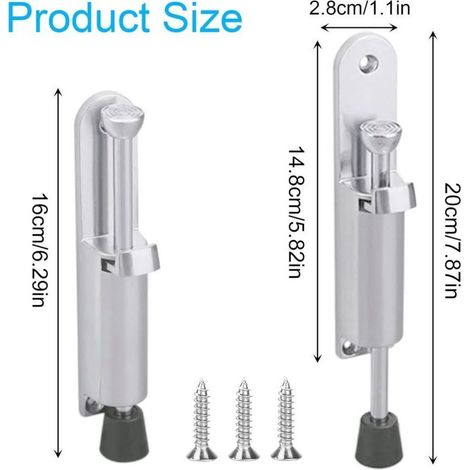 Fermaporta regolabile azionabile con il piede, fermaporta da pavimento in acciaio inox, fermaporta a molla con viti, staffa fermaporta (argento) (1/4)