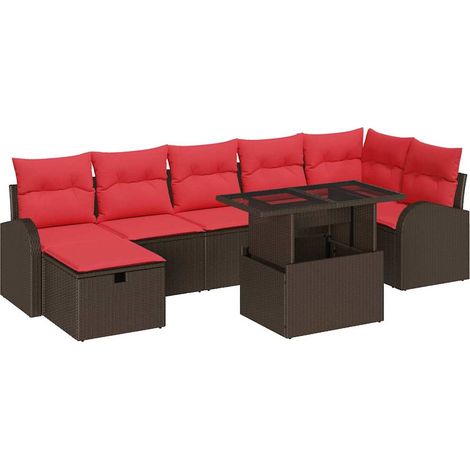 Conjunto de sofá de jardín con cojín 8 pcs Marrón Poliratán vidaXL (1/5)