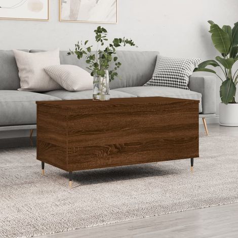 Mesa de centro madera contrachapada roble marrón 90x44,5x45 cm vidaXL (1/5)