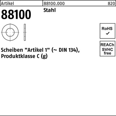Scheibe Standard ähnl. DIN 134 Stahl 10x20x1,5mm 100 Stk (1/2)