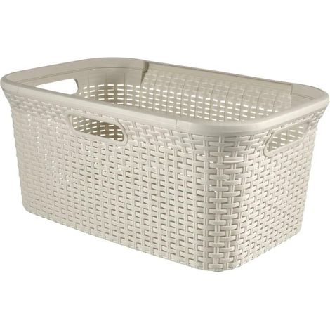 Panier à linge 45L Style -Bac à Linge propre et sale - Aspect Rotin Texturé - Bonne Aération - Poignées Ergonomiques - Corbeille pour Salle de Bain ou Buanderie - 59,2x38x27 cm (1/4)
