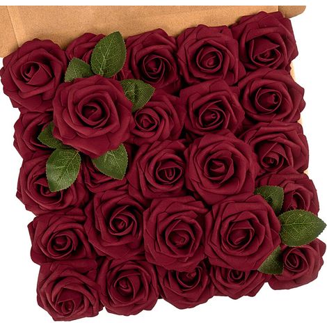 Roses artificielles, 25 pièces de fleurs décoratives, fausses roses - Roses artificielles, 25 pièces de fleurs décoratives, fausses roses (1/5)