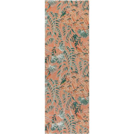 VIVARAISE - Tapis Vivaraise Nona - Motifs Botaniques en Polypropylène (Couleur Pêche, 67 x 200 cm) (1/5)