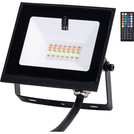 Faro proiettore Led Seven 20W Nero da esterno IP65 RGB luce regolabile e dimmerabile con telecomando Aigostar (1/5)