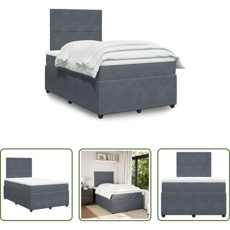 Matratze - Boxspringbett mit Matratze Dunkelgrau 120x200 cm Samt (1/5)