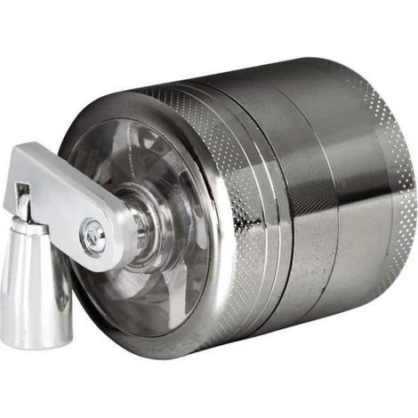 Pot a épices,Broyeur à herbes en alliage de Zinc, 4 couches en métal, 55mm, broyeur à épices avec poignée de moulin- Type Silver (1/4)
