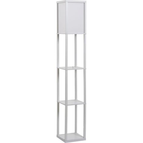 Lampadaire en bois avec étagères, 26 x 26 x 160 cm, pour salon ou chambre (sans ampoule) (1/5)