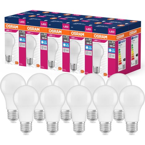OSRAM Valore a stella a LED Classic LED A60 per socket E27, forma della pera, FR, 806 lumen, bianca diurna, 6500k, sostituzione per lampadine da 60 W convenzionali, non dimmerabile, 10 pacchetti