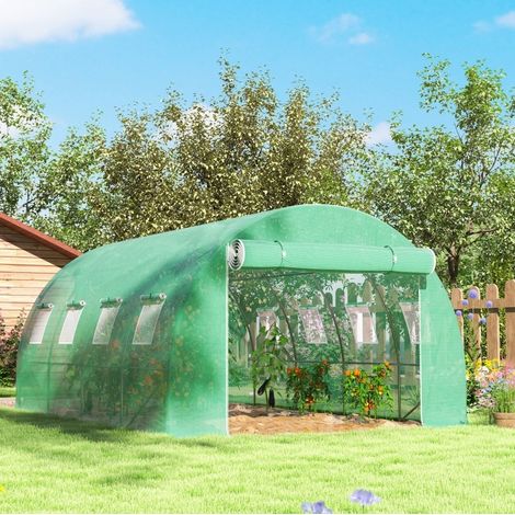 Cubierta de invernadero 400x300x200 cm de polietileno verde con ventilación – MEUBLIV (1/5)