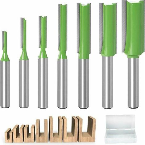 Fraise Droite Defonceuse, 7pcs Fraises à Défoncer Carbure De Tungstène Mèches De Routeur à Queue De 6 Mm Fraise De Fraisage Multifonction Outil De Travail Du Bois Pour Le Travail Du Bois - (1/5)