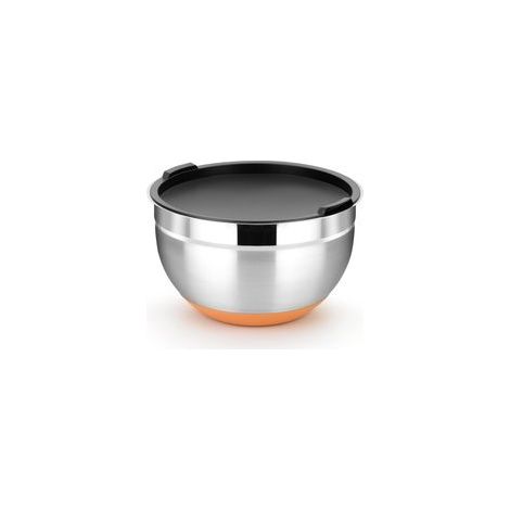 Bol en Acier Inoxydable 14 cm, Base en Silicone, Couvercle Inclus