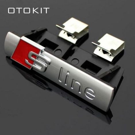 3D S-Line Sline Frontgrill-Emblem, verchromter ABS-Kunststoff-Grillaufkleber, Zubehör, kompatibel mit Audi A1 A3 A4 B6 B8 B5 B7 (1/4)