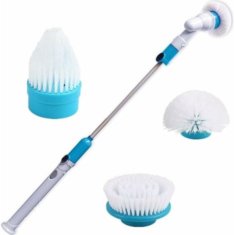 Elektrische Mehrzweck-Reinigungsbürste, nicht wiederaufladbar, langer Griff, austauschbare Bürstenköpfe (Blau, 1 Stück) (1/3)