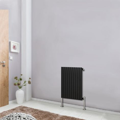 NRG Black Modern Designer Radiator Oval Column Central Heating Rads Horizontal Single 600x590mm (1/5)