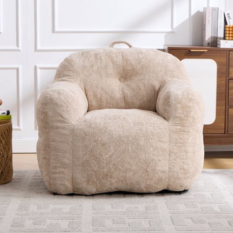 Sillón puf 95 x 95 x 79 cm beige, relleno de espuma triturada, sin montaje HAVRYA (1/5)