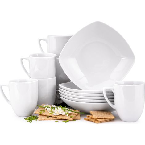 KONSIMO CARLINA Frühstücksset 6 Pers 12-tlg Porzellan, weiß (1/4)
