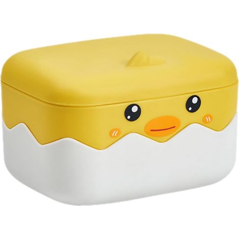 Petit porte-savon canard jaune avec couvercle en plastique autonettoyant (1/5)