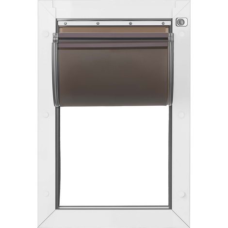 Porte pour chiens grande taille avec clapets magnétiques et cadre métallique, étanche et facile à installer, couleur, blanche (1/5)