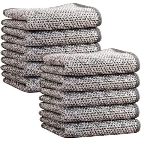 Torchons à Vaisselle - Multi-usages - 10 Pcs - Fil Métallique - 20x20 cm - Résistant aux Rayures (1/4)