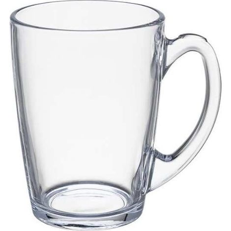 Verre avec anse 330 ml lisse transparent pour café ou thé